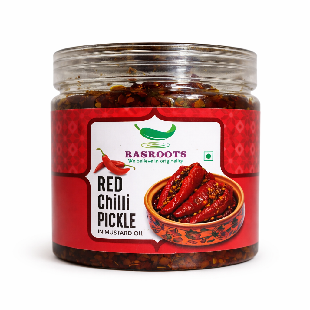 Red Chilli Pickle (Bharwa) – Traditional Stuffed Mirchi Achar | In Mustard Oil